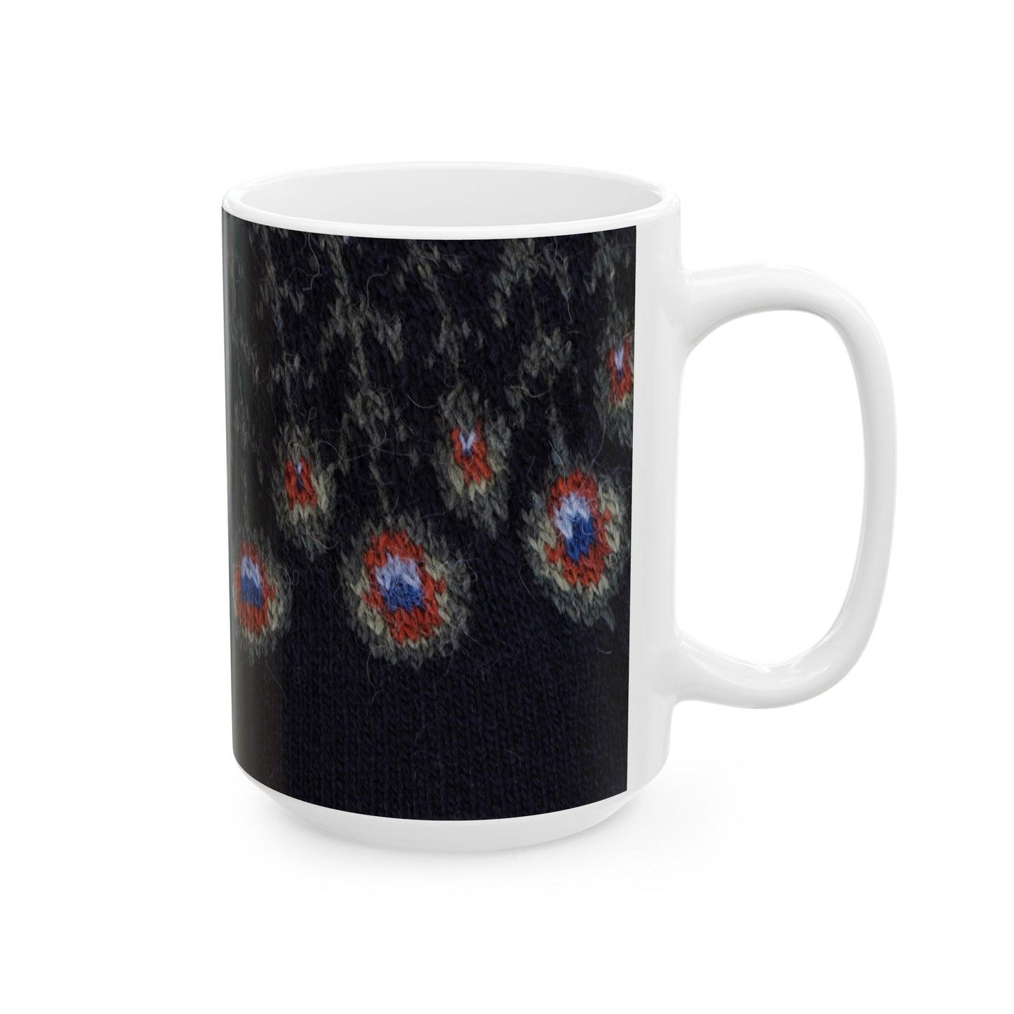 Ceramic Mug with Knitted pattern "Peacock feathers"