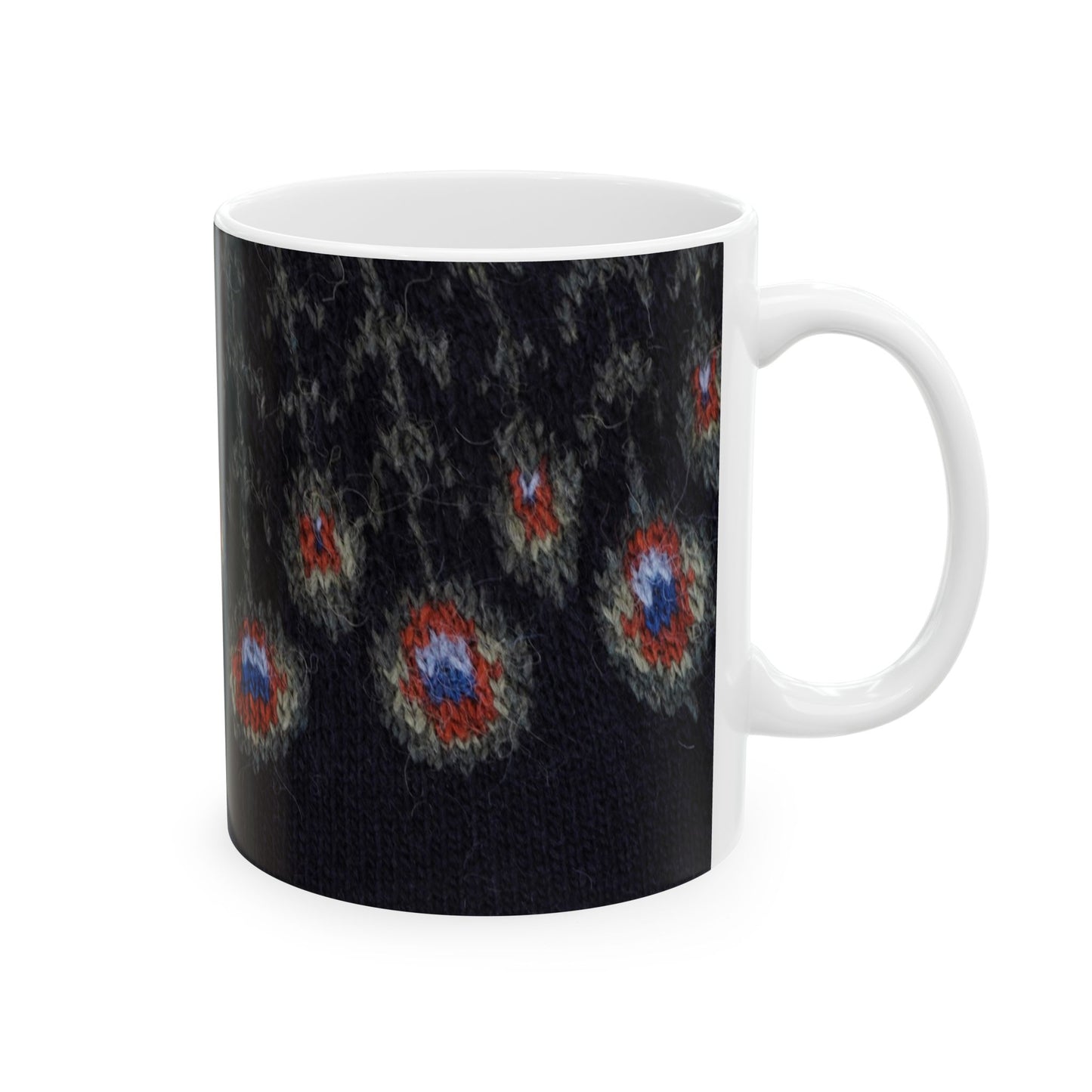 Ceramic Mug with Knitted pattern "Peacock feathers"