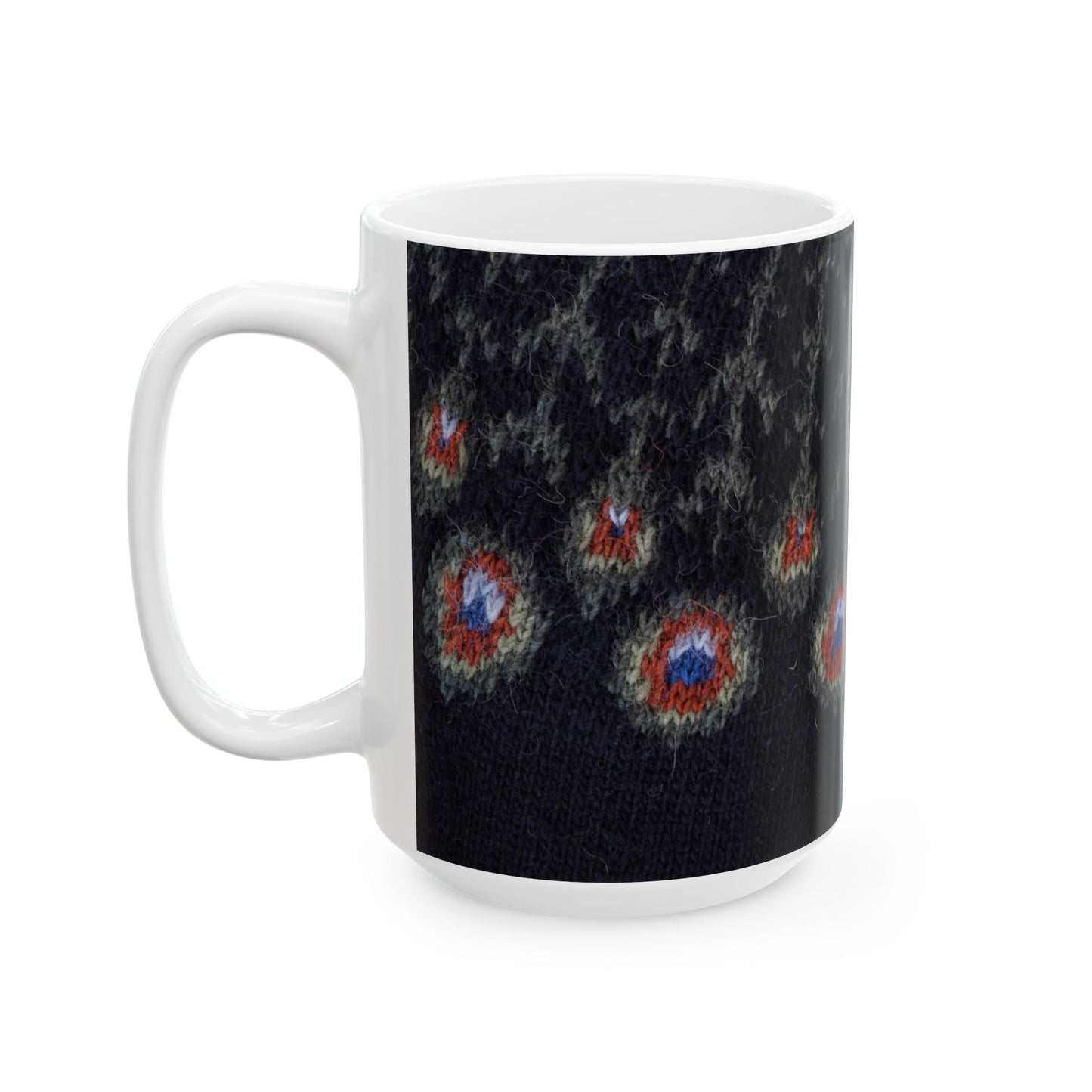 Ceramic Mug with Knitted pattern "Peacock feathers"