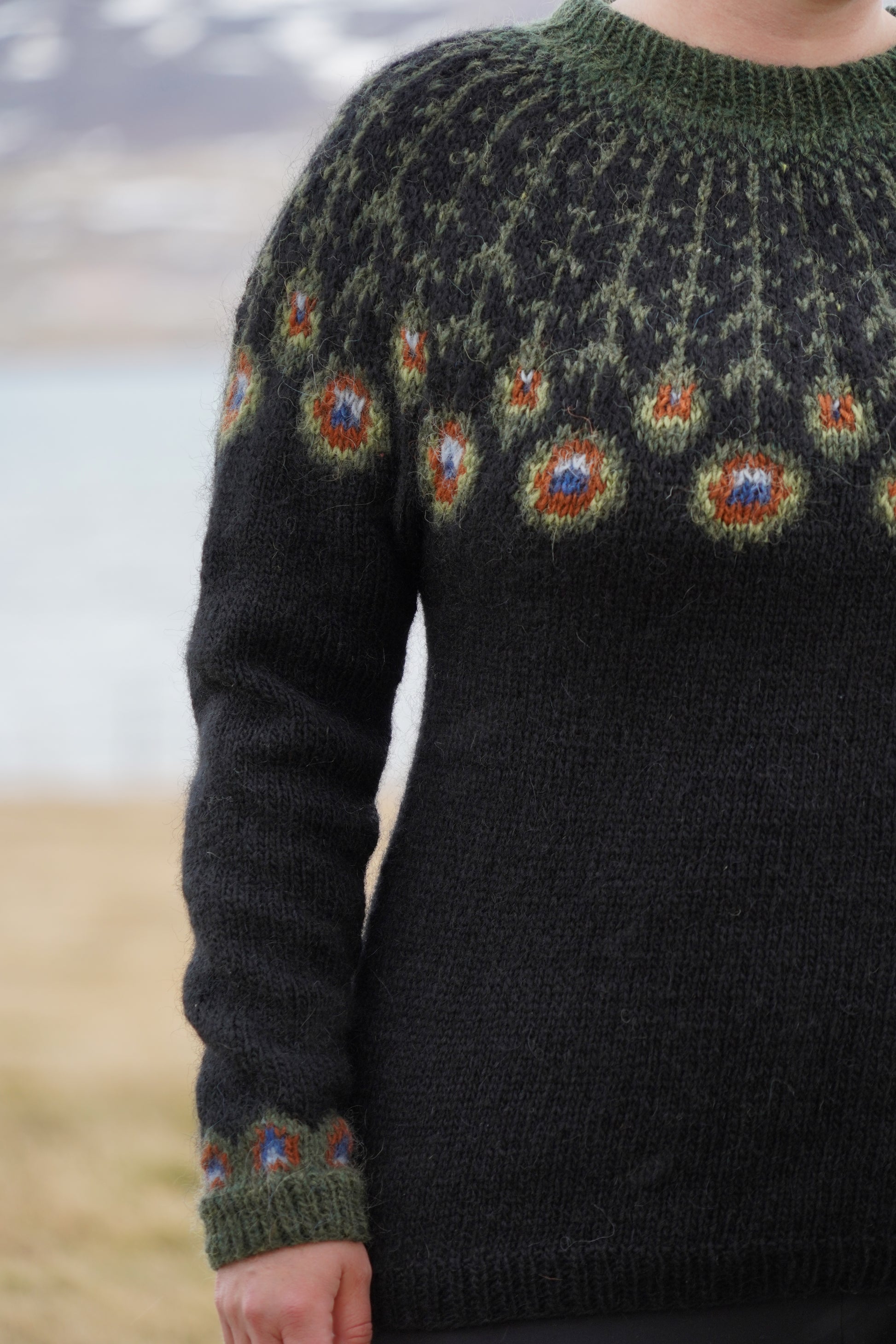 Peacock Lopapeysa Knitting Pattern | Elisa in Iceland