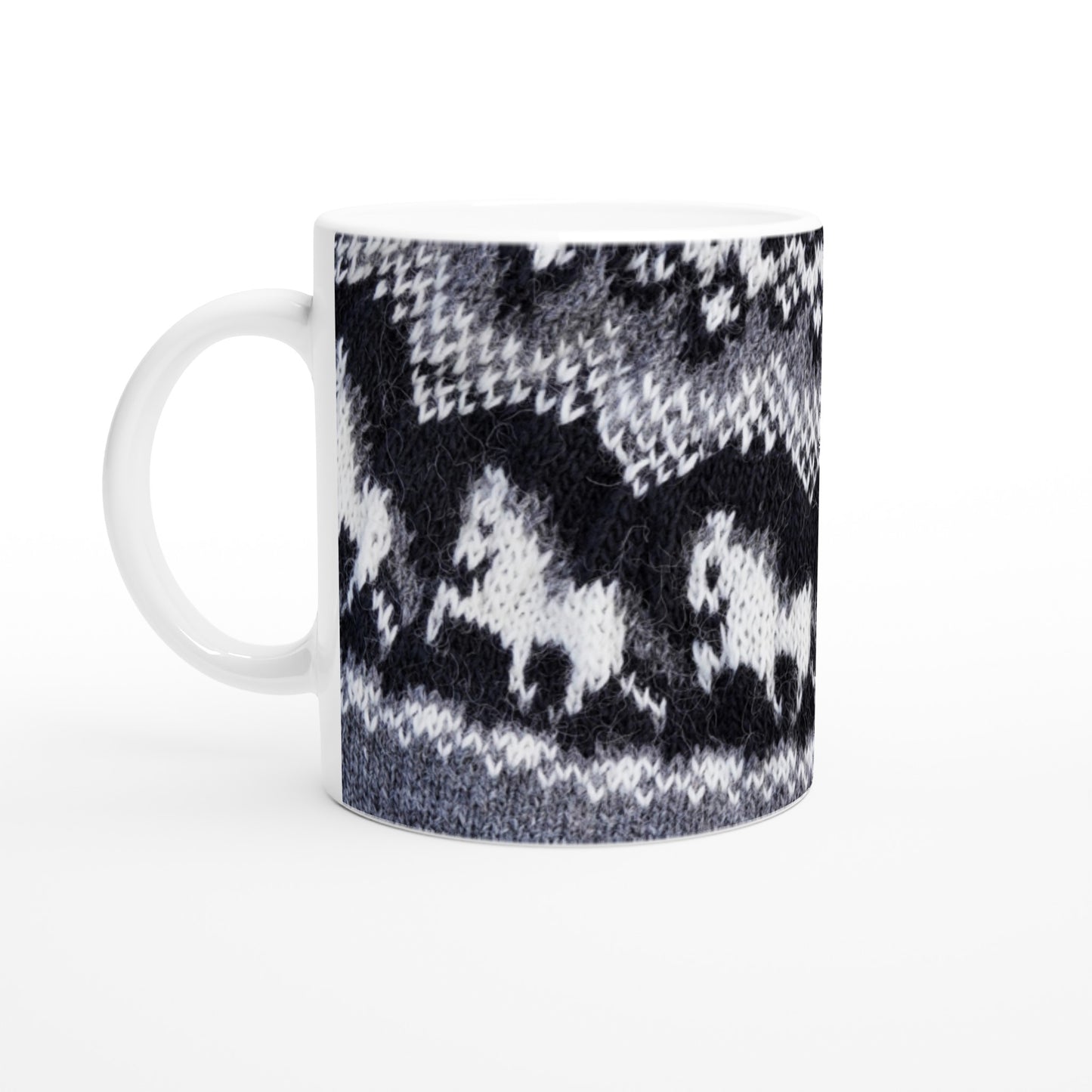 Mug with Icelandic knit pattern - Tölt (grey)