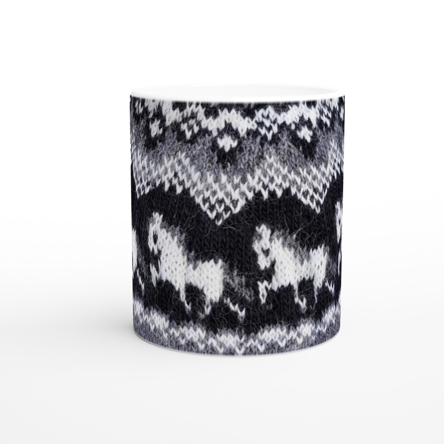 Mug with Icelandic knit pattern - Tölt (grey)