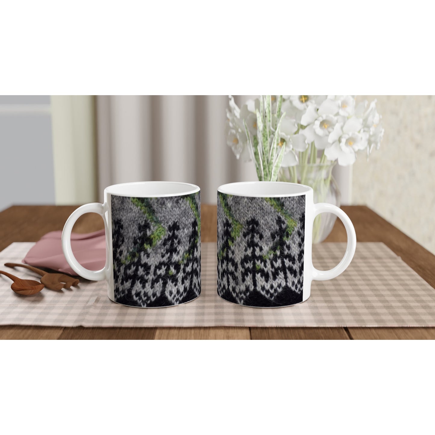 Mug with Icelandic knit pattern - Northern Lights